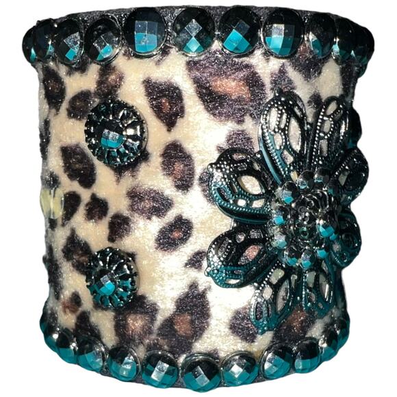 Western Leopard Cuff Bracelet Turquoise Crystal Wide Boho Statement Adjustable - Picture 6 of 16